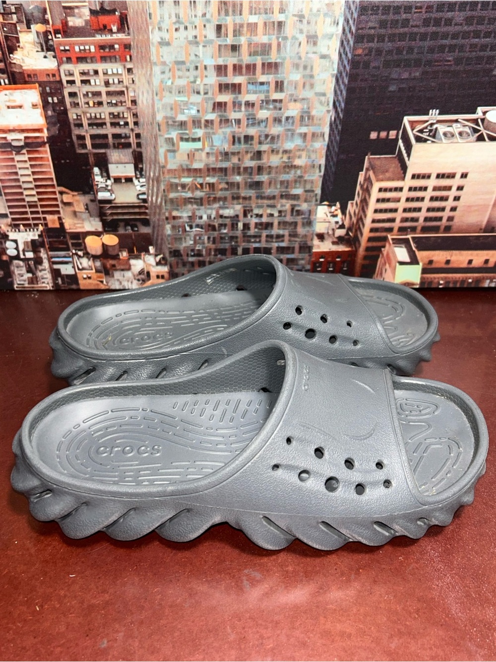 CROCS  Gray Slip-On Slide Sandals